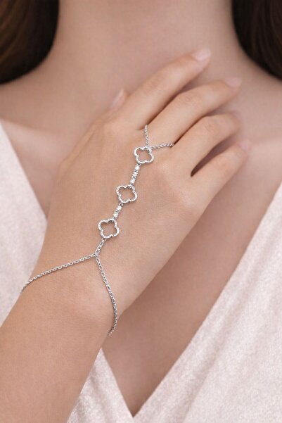 ZEMPERİ Women's Clover Detailed Thin Chain Şahmeran