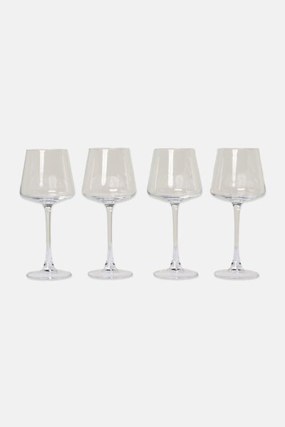 U.S. Polo Assn. 4 Pcs Wine Glasses 354ml, Transparent