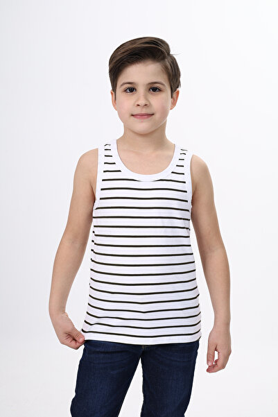 Toontoy Boys' Striped Crew Neck Sleeveless T-Shirt