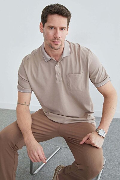 Fulla Moda Μπλουζάκι με κουμπί και μία τσέπη, με λαιμόκοψη πόλο