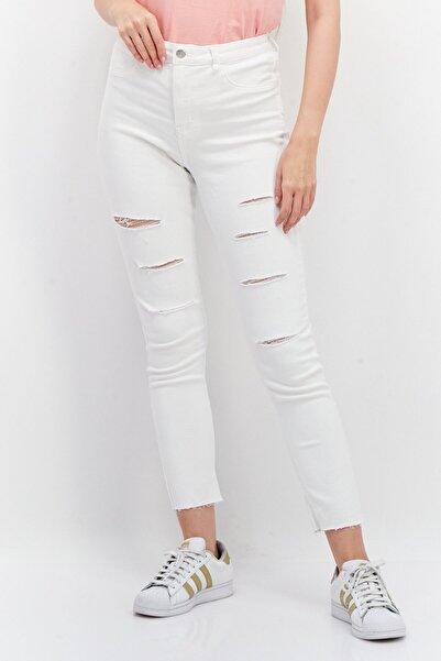 Don't Call Me Jennyfer Women Regular Fit Textured High Waist Jeans, White
