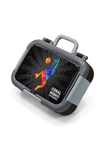 Coral High Παιδικό κουτί φαγητού από ανοξείδωτο ατσάλι με μοτίβο μπάσκετ σε γ...