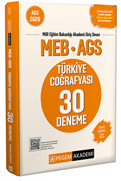 Pegem Akademi Yayıncılık 2026 MEB AGS Türkiye Coğrafyası 30 Deneme Tamamı Çöz...