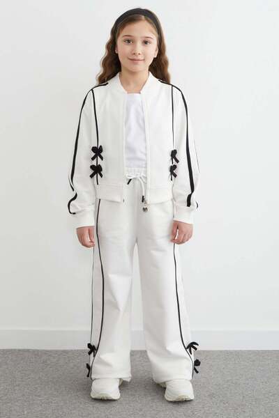 Fulla Moda Set pentru fete din 2 piese, cu dungi și detalii cu fundă