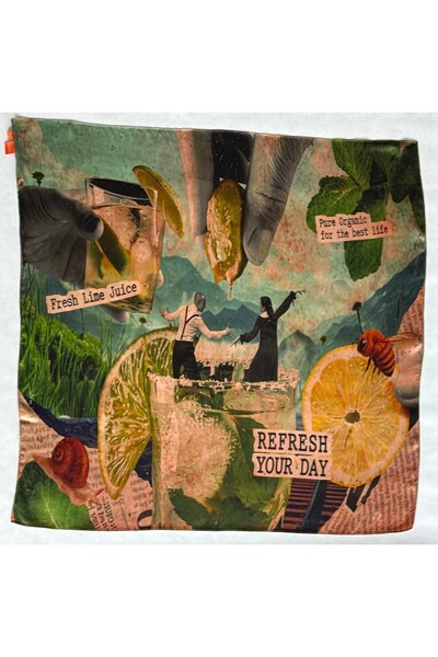 Fhr.Studio Natural Silk Scarf 90x90cm 'Retro Lemonade'