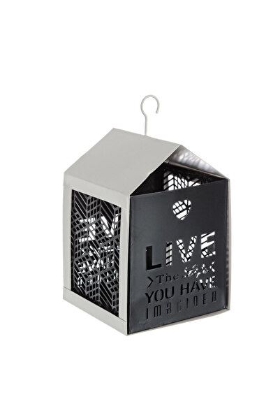 Bizzotto Felinar suspendat metalic alb negru 15x15x26 cm