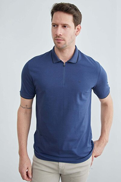 Fulla Moda تي شيرت بياقة بولو ونصف سحاب أمامي