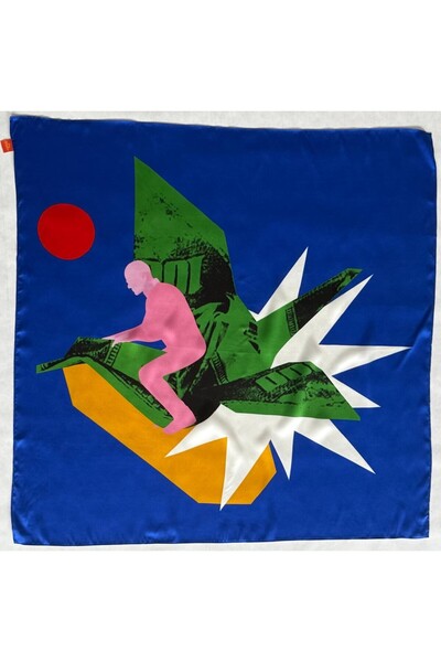 Fhr.Studio Natural Silk Scarf 90x90cm 'Money Talks'