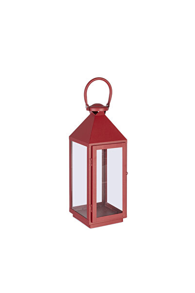 Bizzotto Red Metal Lantern Lucinda 15.5x15x40 cm