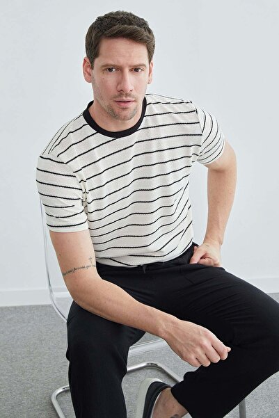 Fulla Moda تي شيرت تريكو مخطط بياقة دائرية