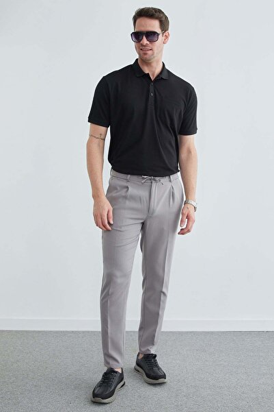 Fulla Moda Παντελόνι από ελαστικό ύφασμα με κορδόνια στη μέση