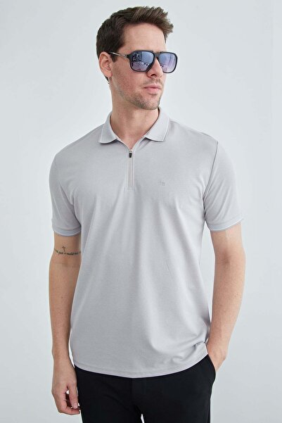 Fulla Moda تي شيرت بياقة بولو ونصف سحاب أمامي