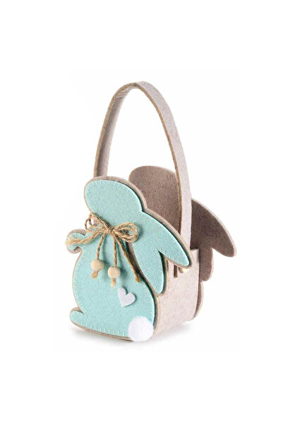 Decorer Beige Blue Bunny Textile Bag 12x8x19 cm
