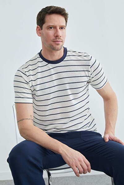 Fulla Moda تي شيرت تريكو مخطط بياقة دائرية