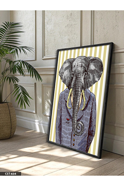 Evinemoda Suitable for Suits Elephant One Piece Black Wooden Framed Painting