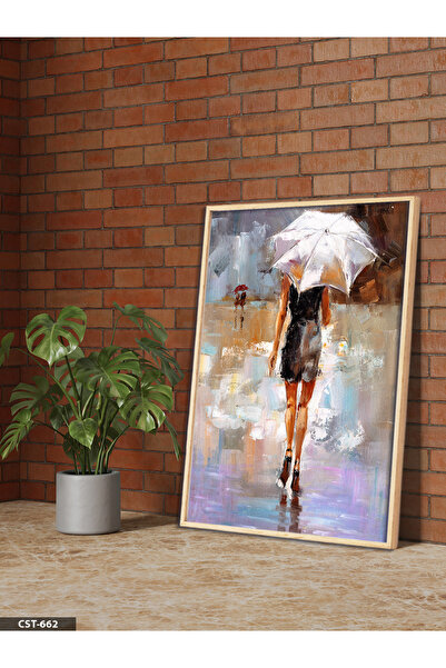 Evinemoda Žena sa kišobranom, jednodijelna slika u drvenom okviru