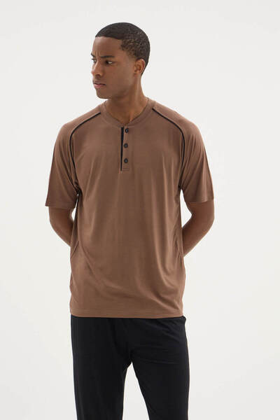 KLY New Season Men's Midi Collar Stylish Design Pajama Set