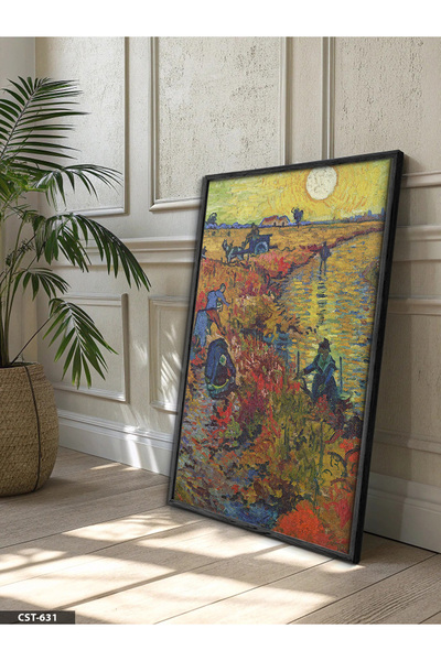 Evinemoda Crveni vinograd jednodijelna slika u crnom drvenom okviru