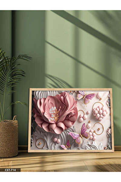 Evinemoda Tablou cu aspect texturat cu fluturi, într-o singură bucată, înrăma...