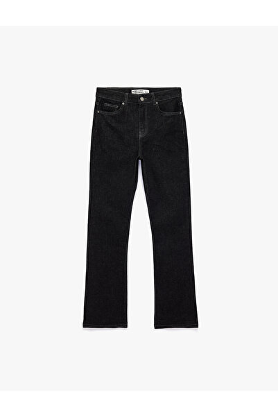 Koton Yüksek Bel Slim Fit Düğmeli İspanyol Paça Denim Pantolon - Flare Jeans