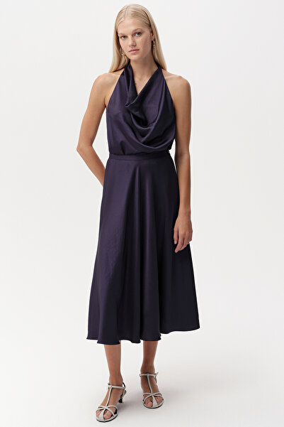 Exquise Zippered Regular Flared Midi Skirt