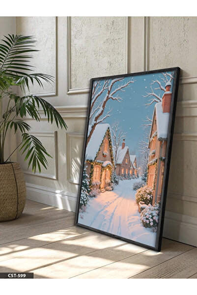 Evinemoda Zimska ulica, jednodijelna crna slika u drvenom okviru