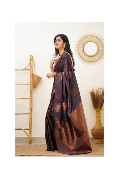 MYSMAR Wine Silk Saree - MAF3016 | Wine