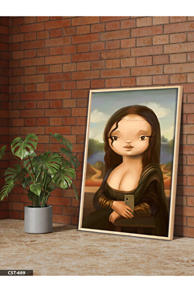 Evinemoda Tablou digital Mona Lisa cu ramă din lemn dintr-o singură bucată