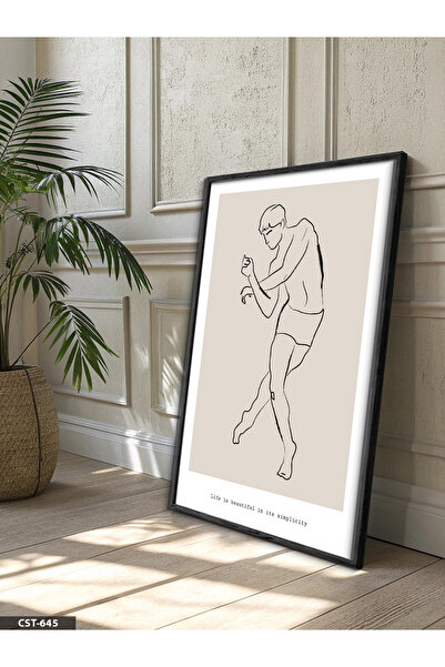 Evinemoda Minimalistički poster za muškarce, jednodijelna crna slika u drveno...