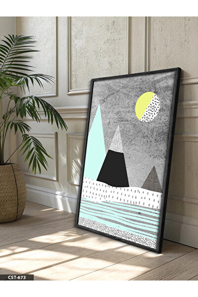 Evinemoda Apstraktna umetnost Jednodijelna crna slika u drvenom okviru