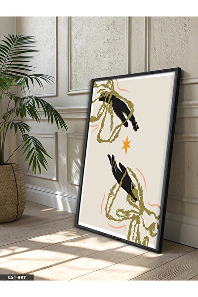 Evinemoda Sastanak ruku Jednodijelna crna slika u drvenom okviru