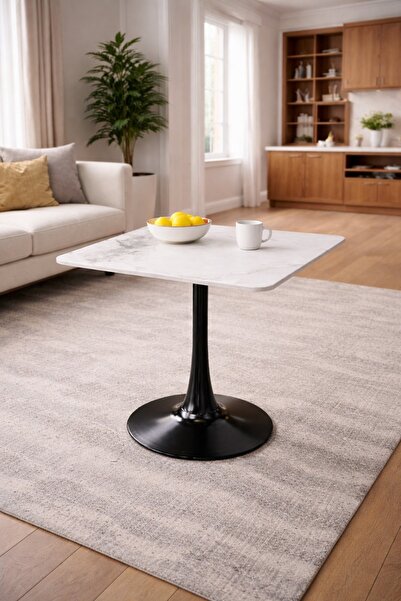 N.zone Rectangular garden table with a metal base