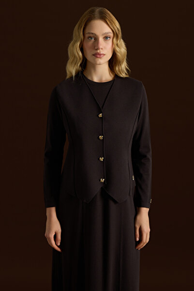 MISS DALIDA Temiz Kesim Triko Yelek Kahverengi