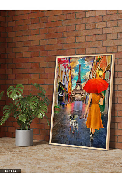 Evinemoda Пътят към Айфеловата кула Картина с дървена рамка от едно парче