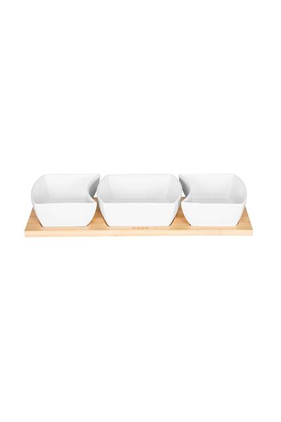 Zass Set of serving bowls on bamboo stand ZG-SB 03 White