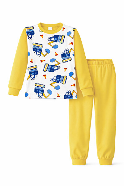 REMSA Set de pijamale din bumbac cu model pentru băieți 6068-18 Galben02