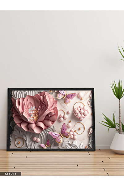 Evinemoda Teksturirano Pogleda Leptiri Jednodijelna Crna Slika u Drvenom Okviru