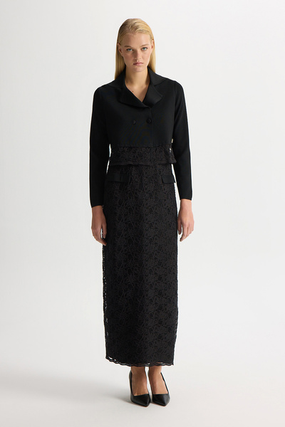 MISS DALIDA Dantel Detaylı Ceket Siyah