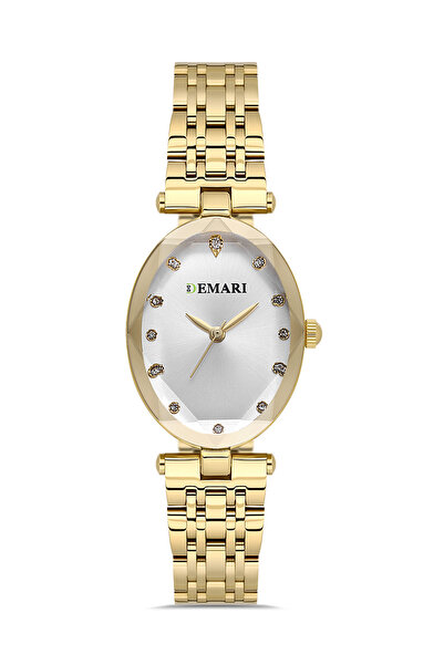 DEMARİ Women's Wristwatch Quartz Movement Gold Steel Band, Silver Dial with S...
