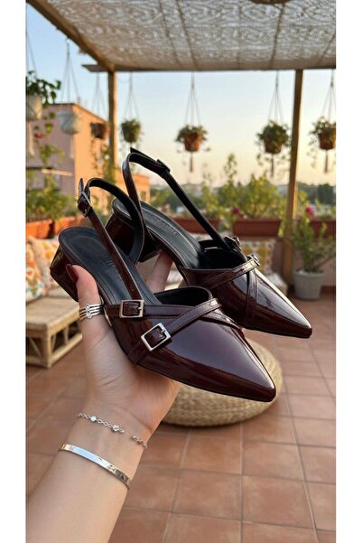 NOVELLAM SHOES Pantofi Beatris Claret Roșu pentru damă, cu dungi duble, cu vâ...