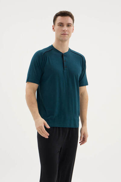 KLY New Season Men's Midi Collar Stylish Design Pajama Set