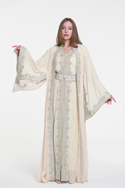al bent al sharqieh Embroidered kaftan with a belt at the waist, ladies belte...