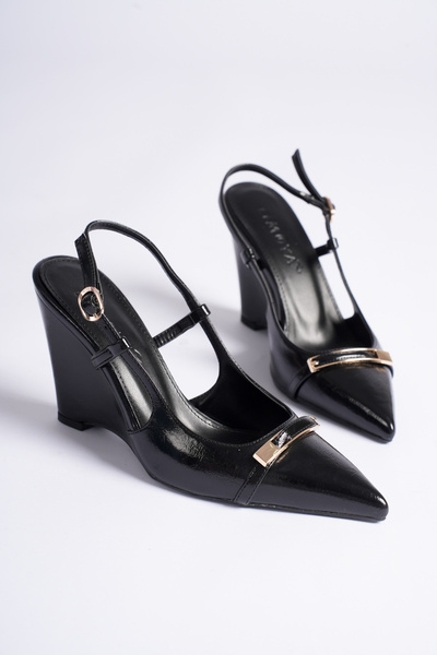 CİMİLİ SHOES Women's Bitter Brown Women's Classic Heeled Shoes with Wedge Hee...