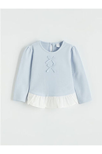 LC Waikiki بلوزة بناتية بتفاصيل فيونكة زرقاء