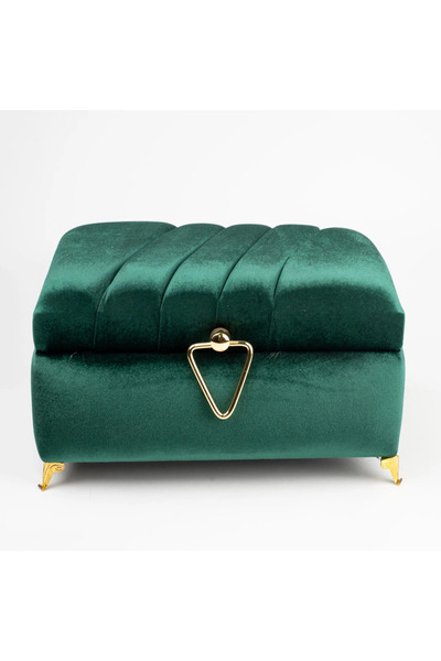 Hayrat Neşriyat Velvet Chest Box for Dowry and Quran, Striped (Green, Hollow ...