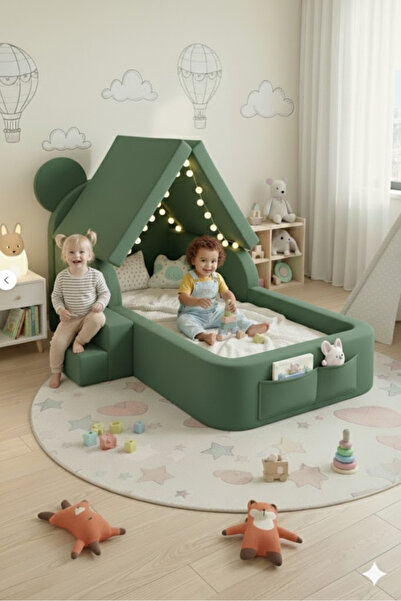 SABY Bebekler ve Çoçuklar İçin Tedy 70 x 130 Yataklı Modüler Sünger Oyun Parklı Beşik ve Park Yatak