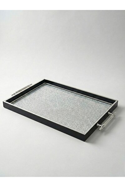 FARALYAHOME Decorative Silvery Silver Tray 45X28X3 cm Presentation Tray