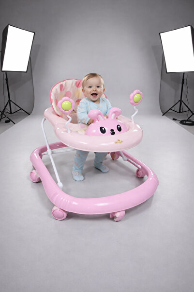 Baby Walker مشاية أطفال تعليمية بتصميم "الأرنب المرح" مع ألعاب تفاعلية ومقعد ...