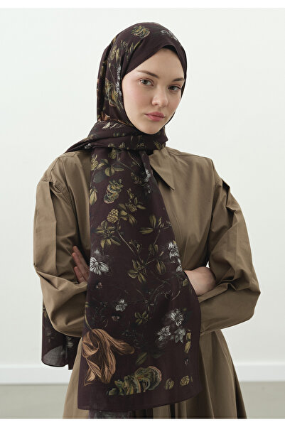 Fresh Gisele Patterned Cotton Viscose Shawl Burgundy