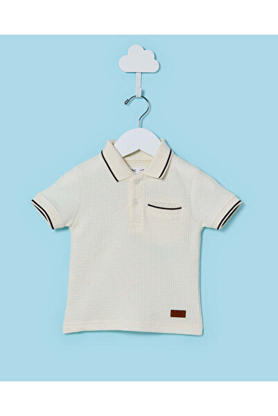 REDTAG Infant Boys Cream Seersucker Polo Shirt